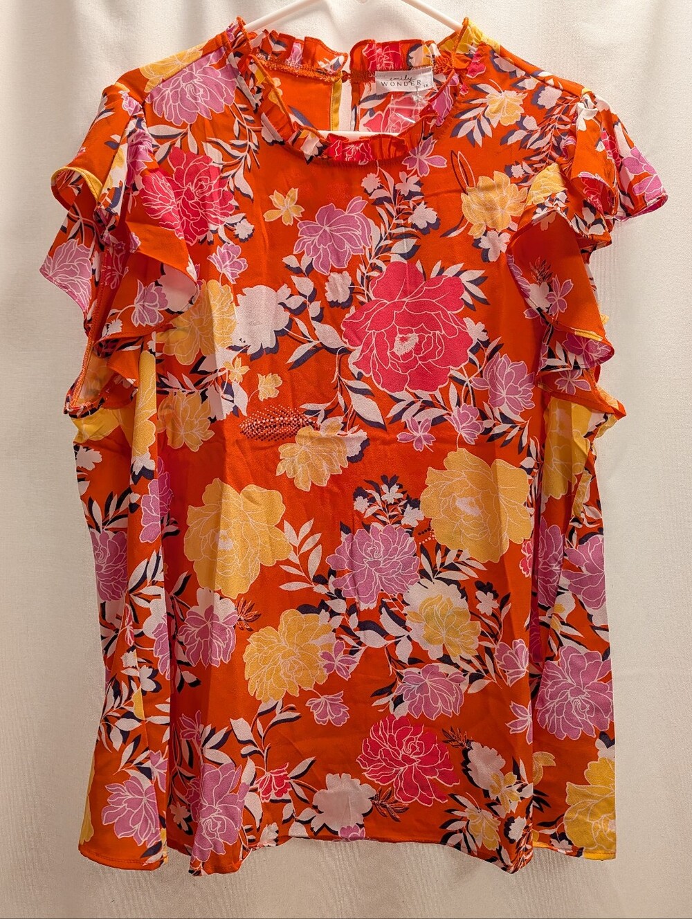 Plus Size Floral Ruffle Sleeve Top